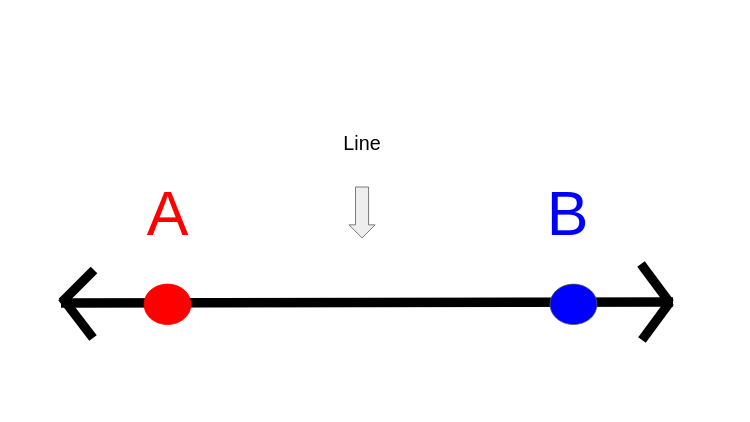 This picture shows that a line continues forever in both directions.