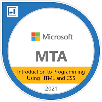 MTA Introduction to Programming Using HTML and CSS Certification Badge